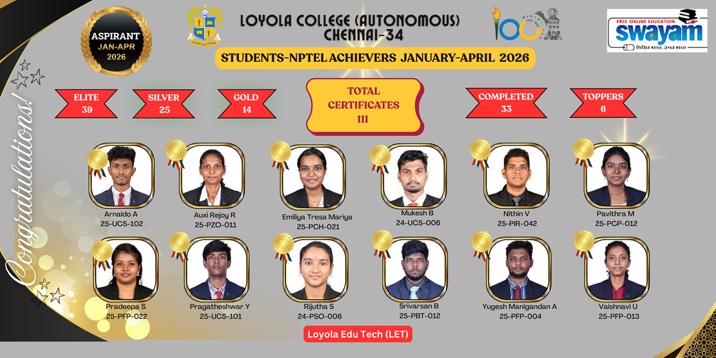 Achievement: SWAYAM-NPTEL achievers - Students